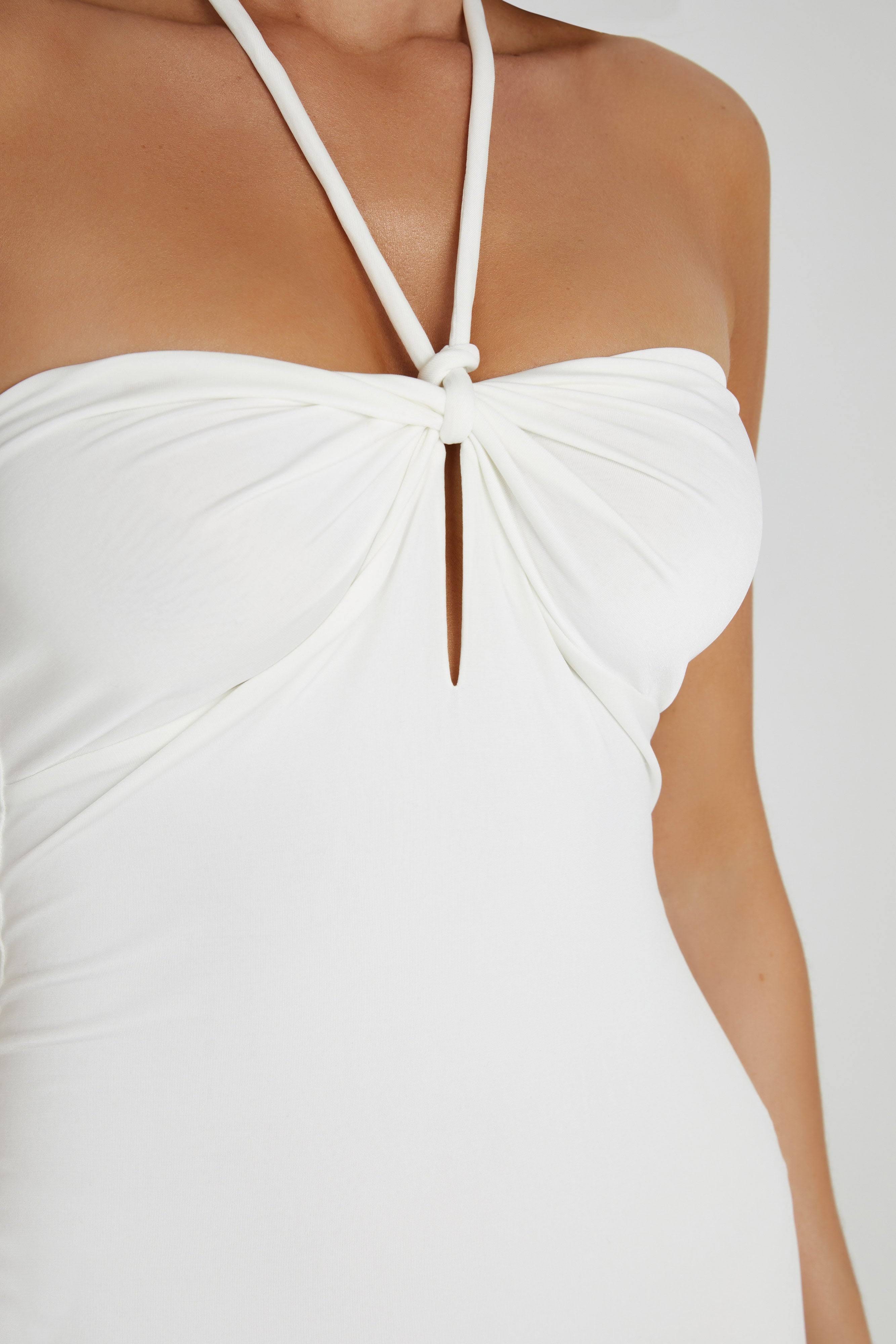 Stylish White Halter Jersey Dress for 18th Birthday Events | Image
