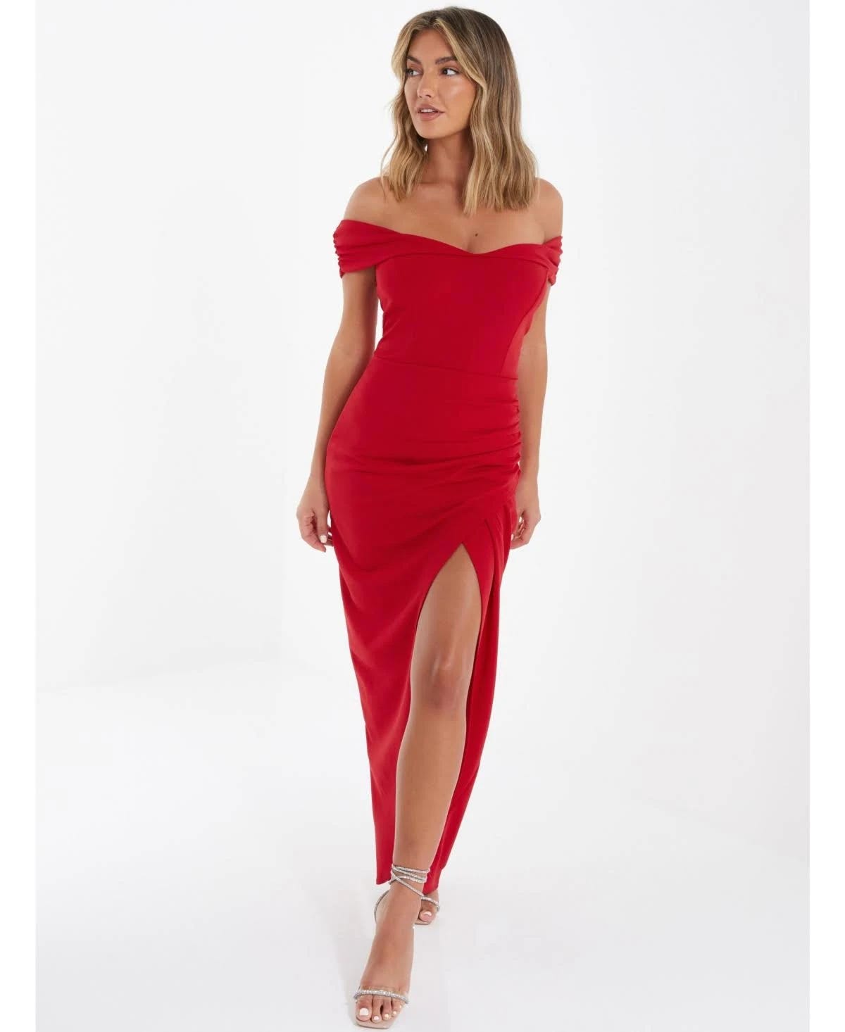 Gorgeous Red Bardot Maxi Dress | Image