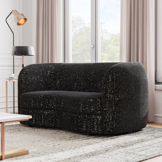 isabella-63-boucle-fabric-curved-loveseat-black-1