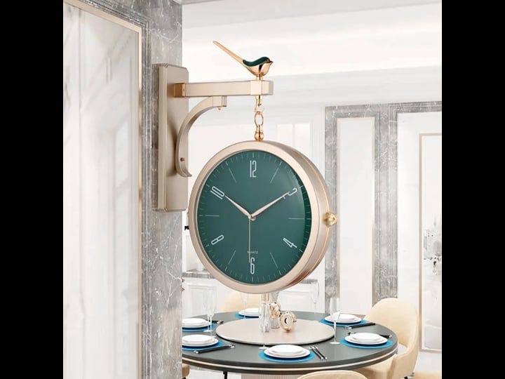 modern-double-sided-wall-clock-green-minimalist-hanging-clock-1