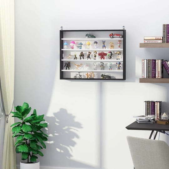homcom-5-tier-glass-display-cabinet-with-4-adjustable-shelvesblack-white-1