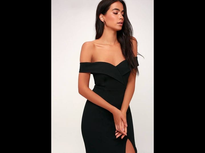lulus-classic-glam-black-off-the-shoulder-bodycon-dress-size-medium-100-polyester-1