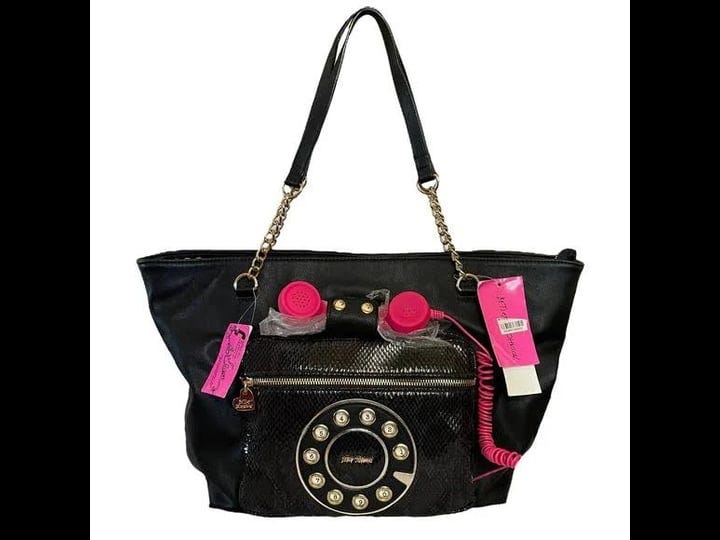 betsey-johnson-bags-nwt-betsey-johnson-black-hold-please-rotary-phone-faux-leather-tote-shoulder-bag-1