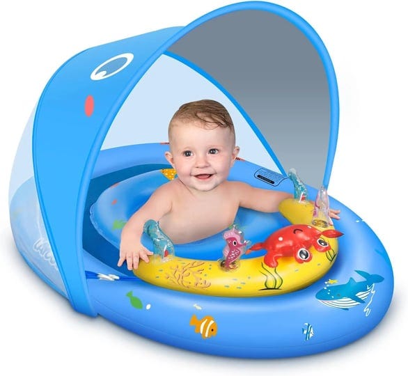 laycol-baby-pool-float-with-upf50-sun-protection-canopy-toy-play-consoleinfant-baby-floats-for-poola-1