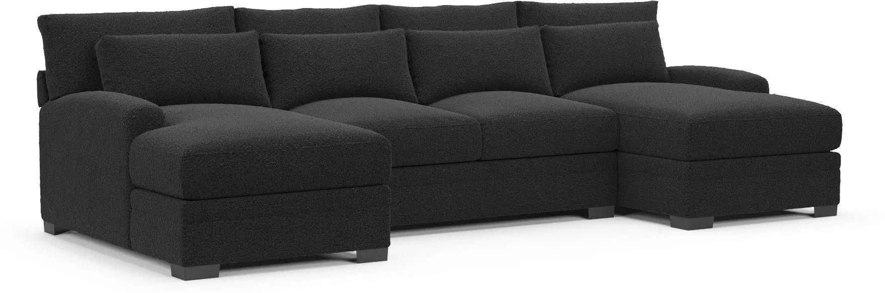Indulgent Obsidian Winston Comfort 3-Piece Sectional with Dual Chaise | Image