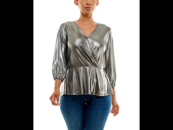 adrienne-vittadini-womens-3-4-sleeve-liquid-metallic-peplum-top-with-surplice-wrap-front-silver-meta-1