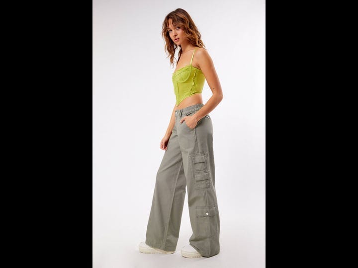 pacsun-womens-sage-elastic-waist-low-rise-baggy-cargo-pants-size-small-1