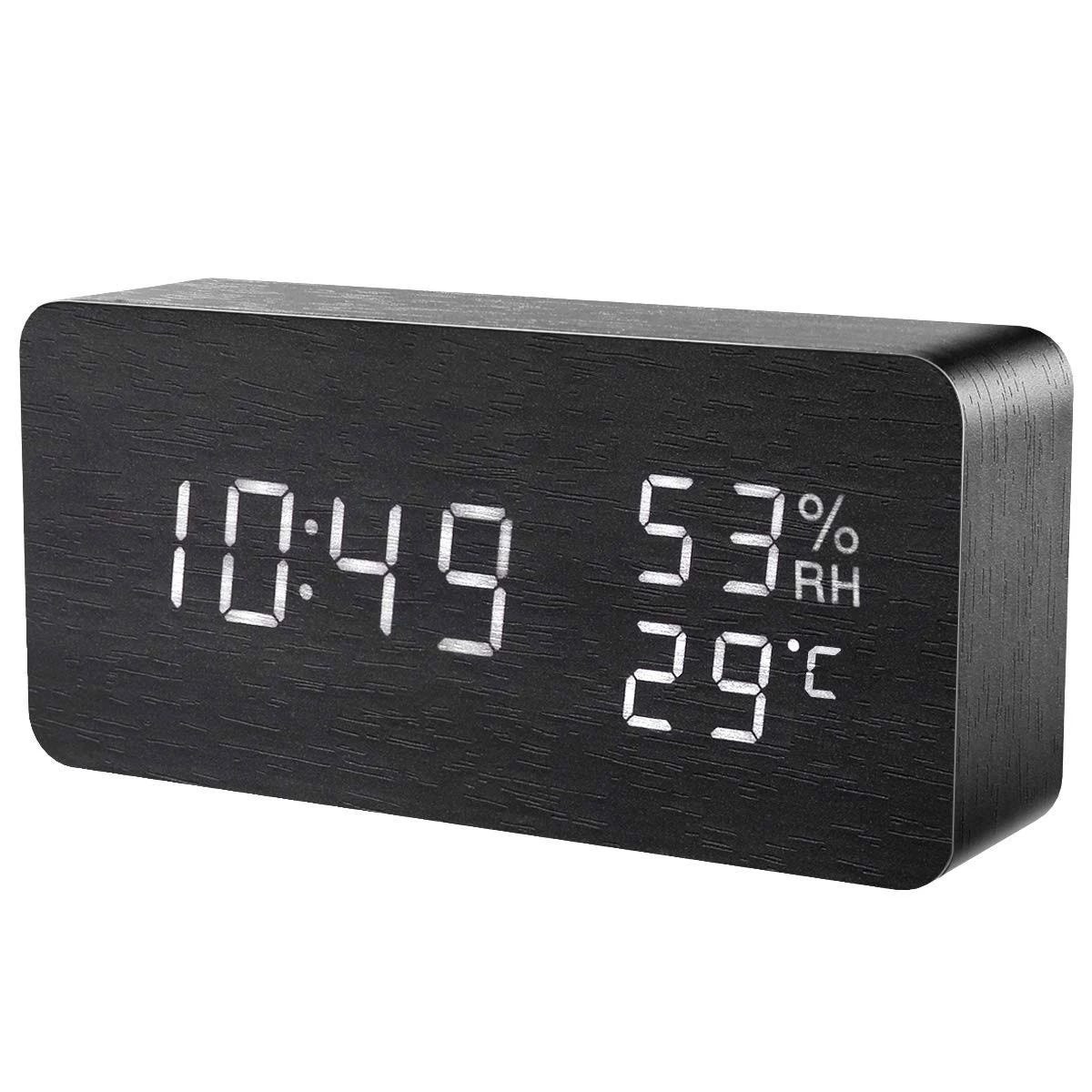 Stylish Modern Alarm Clock with Temperature & Humidity Display | Image