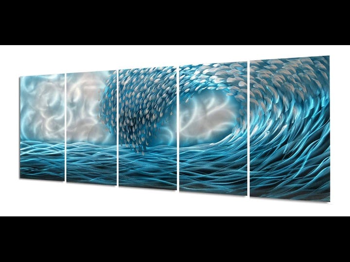 yihui-arts-hand-crafted-blue-sea-wave-3d-metal-wall-art-coastal-5-panel-aluminum-sculpture-for-big-a-1