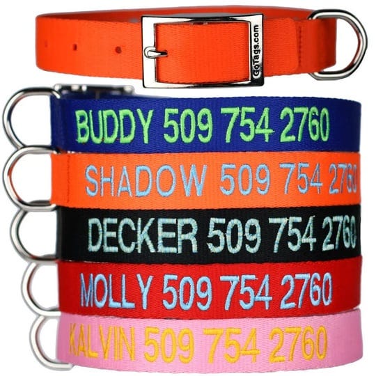 gotags-custom-embroidered-tough-nylon-dog-collar-with-stainless-steel-metal-buckle-personalized-with-1