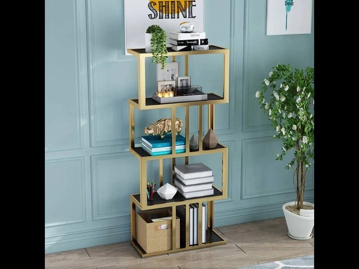 modern-freestanding-irregular-etagere-bookshelf-in-gold-black-1