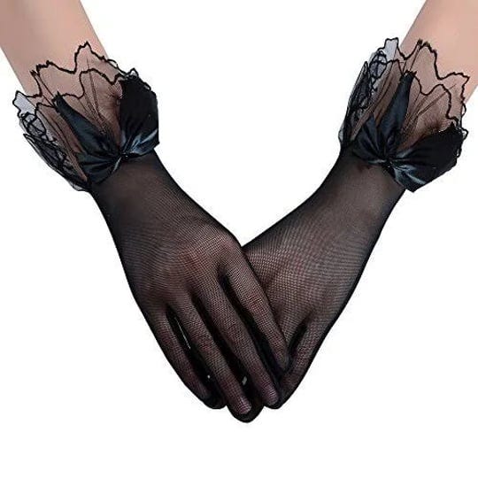 jisen-women-party-bow-lace-elegant-with-wrist-ruffle-bridal-wedding-gloves-11-inch-black-one-size-1