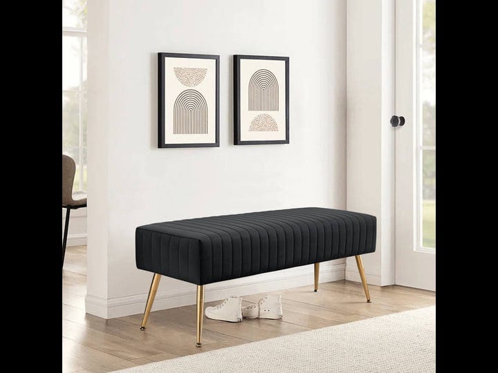 furniliving-velvet-ottoman-bench-indoor-entryway-bench-modern-upholstered-bench-black-1