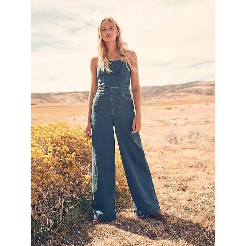 Stylish Denim Jumpsuit with Side Zip Closure | Image