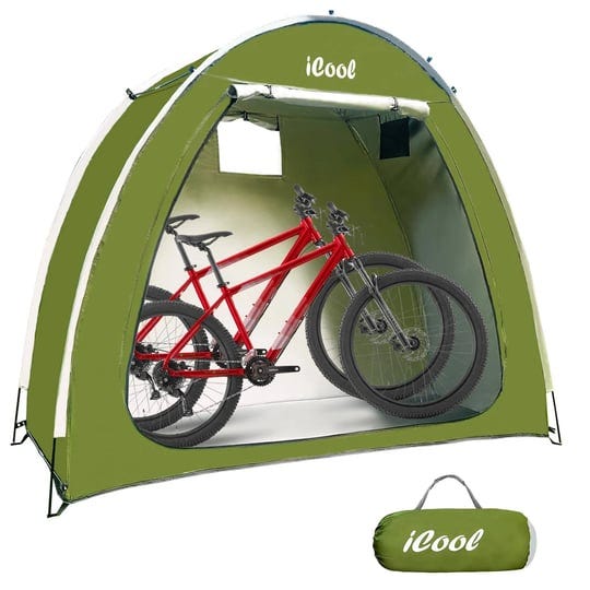 icool-outdoor-bike-cover-storage-shed-tent-210d-oxford-thick-waterproof-storage-of-2-bicycle-green-s-1