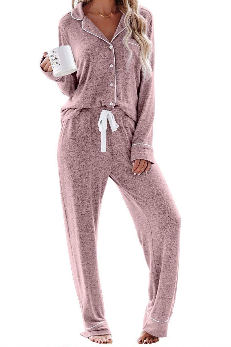 Classic Pink Pajama Set with Brushed Jersey Fabric - Aamikast Women's Pajamas | Image