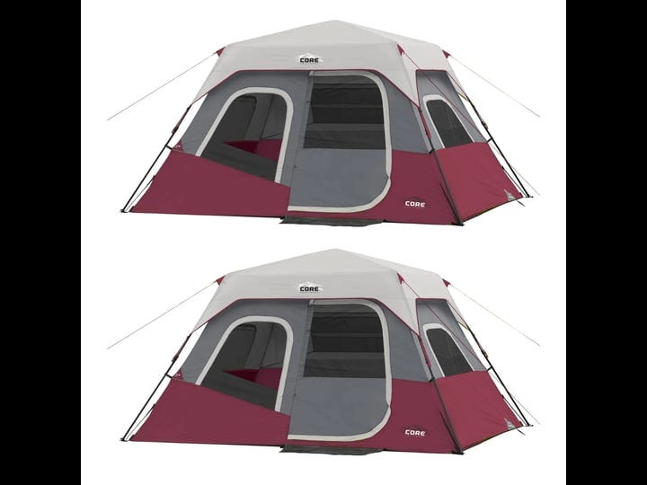 core-instant-11-x-9-foot-6-person-cabin-tent-with-air-vents-loft-red-2-pack-1