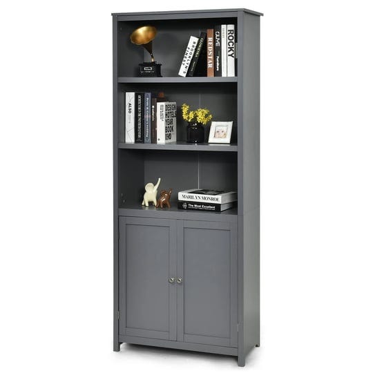 ifanny-tall-bookshelf-with-doors-3-shelf-bookcase-with-storage-cabinet-vertical-bookshelves-and-book-1