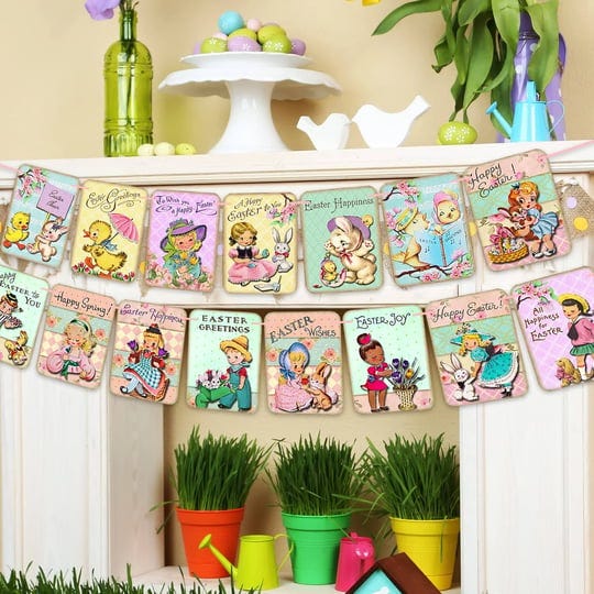 vintage-easter-banner-decoration-happy-easter-suppliesretro-colorful-victoria-theme-easter-bunny-han-1