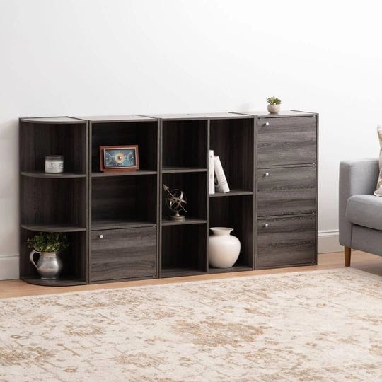 iris-5-compartment-wood-organizer-bookcase-storage-shelf-gray-1