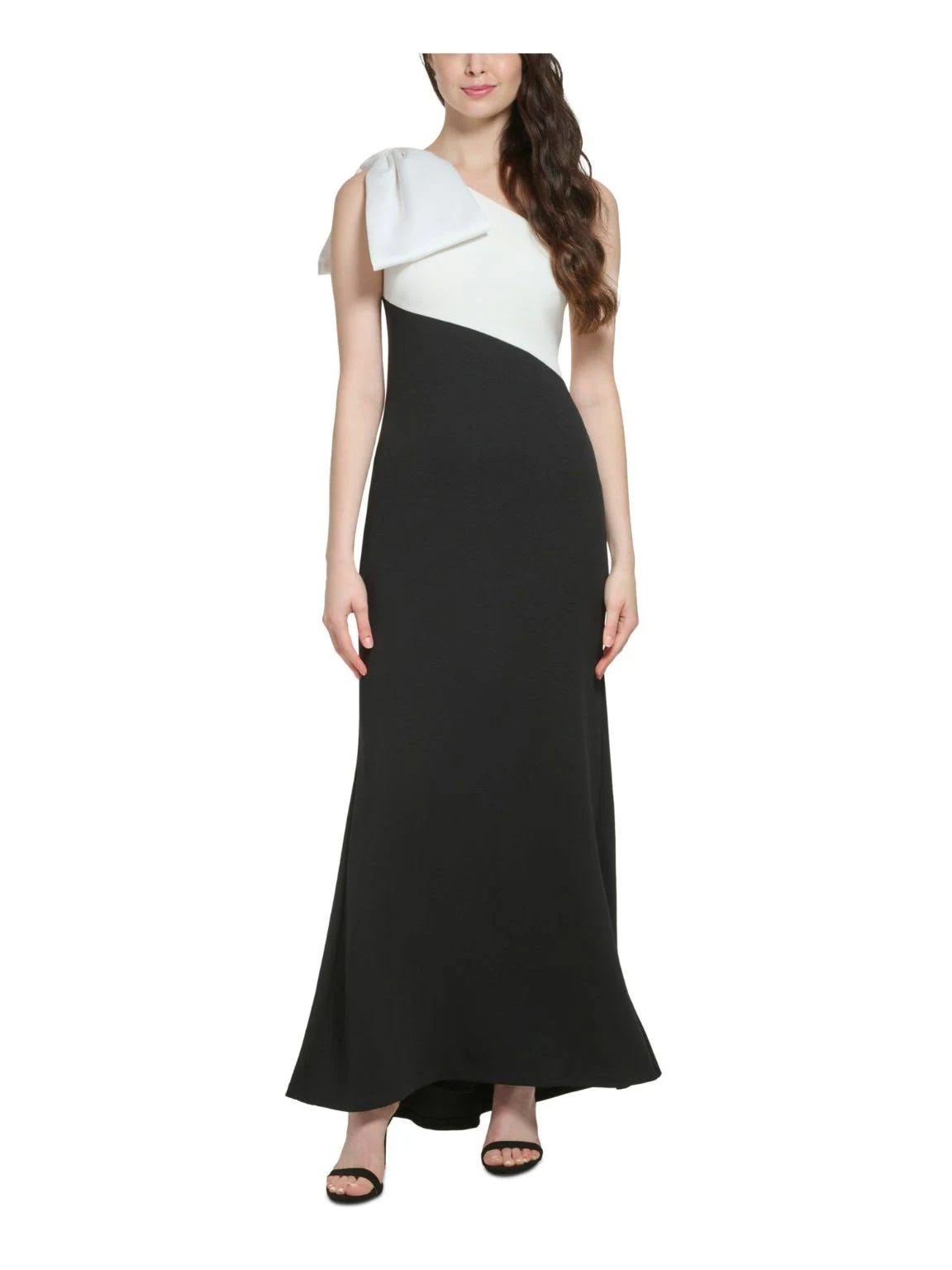 Stylish One-Shoulder Colorblock Gown for Formal Events | Image