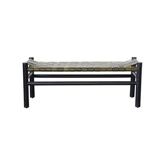 black-and-olive-green-dining-bench-with-woven-mango-wood-and-buffalo-leather-39-5-in-1