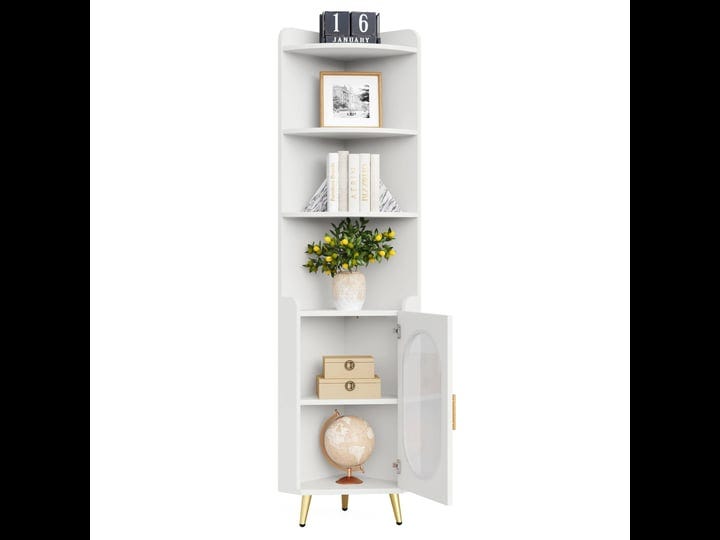 tribesigns-white-and-gold-metal-6-shelf-corner-bookcase-with-doors-15-75-in-w-x-73-22-in-h-x-15-75-i-1