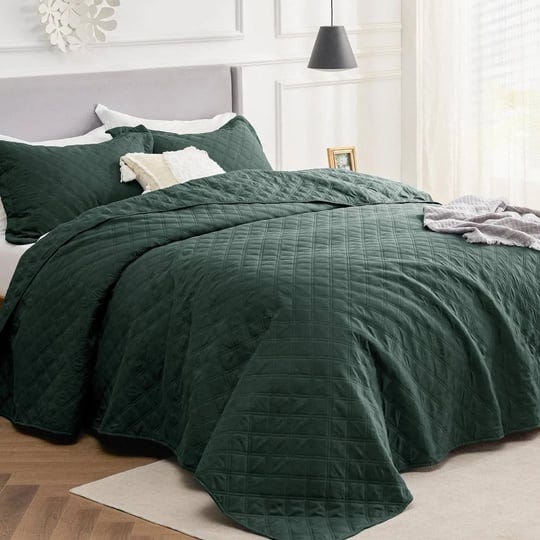 3-pcs-dark-green-queen-quilt-bedding-set-for-all-seasons-mercer41-color-dark-green-1