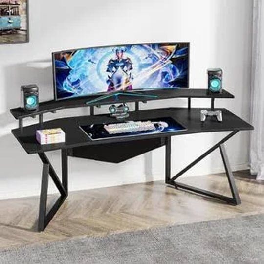tribesigns-70-9-large-home-office-desk-with-monitor-stand-modern-wing-shaped-gaming-studio-desk-work-1