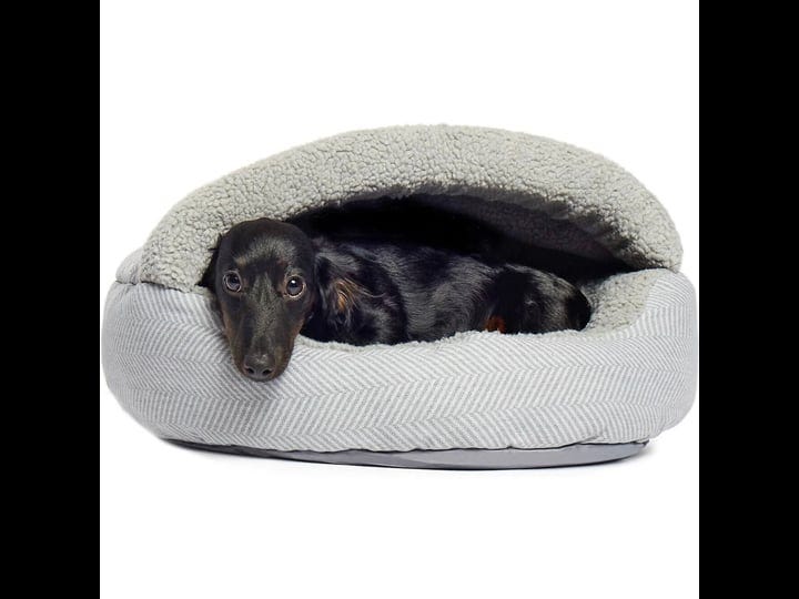 canvas-fleece-deep-dish-cave-bed-18-inches-grey-herringbone-1