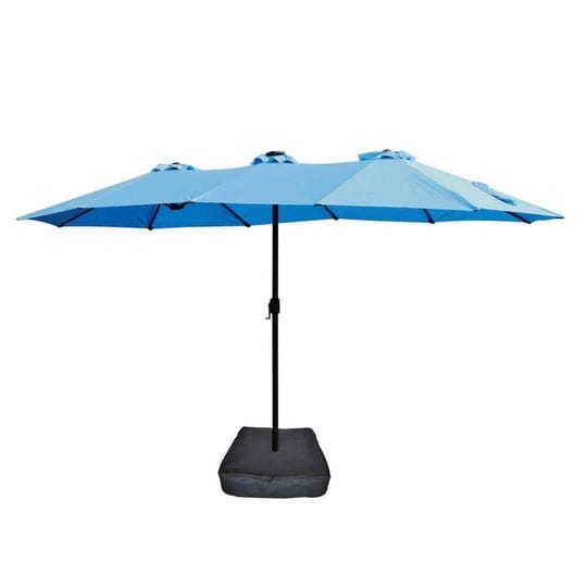 15-ft-x-9-ft-led-large-double-sided-rectangular-outdoor-twin-market-patio-umbrella-with-base-in-blue-1
