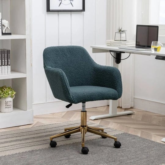 teddy-fabric-adjustable-height-home-office-swivel-chair-with-universal-wheel-green-1