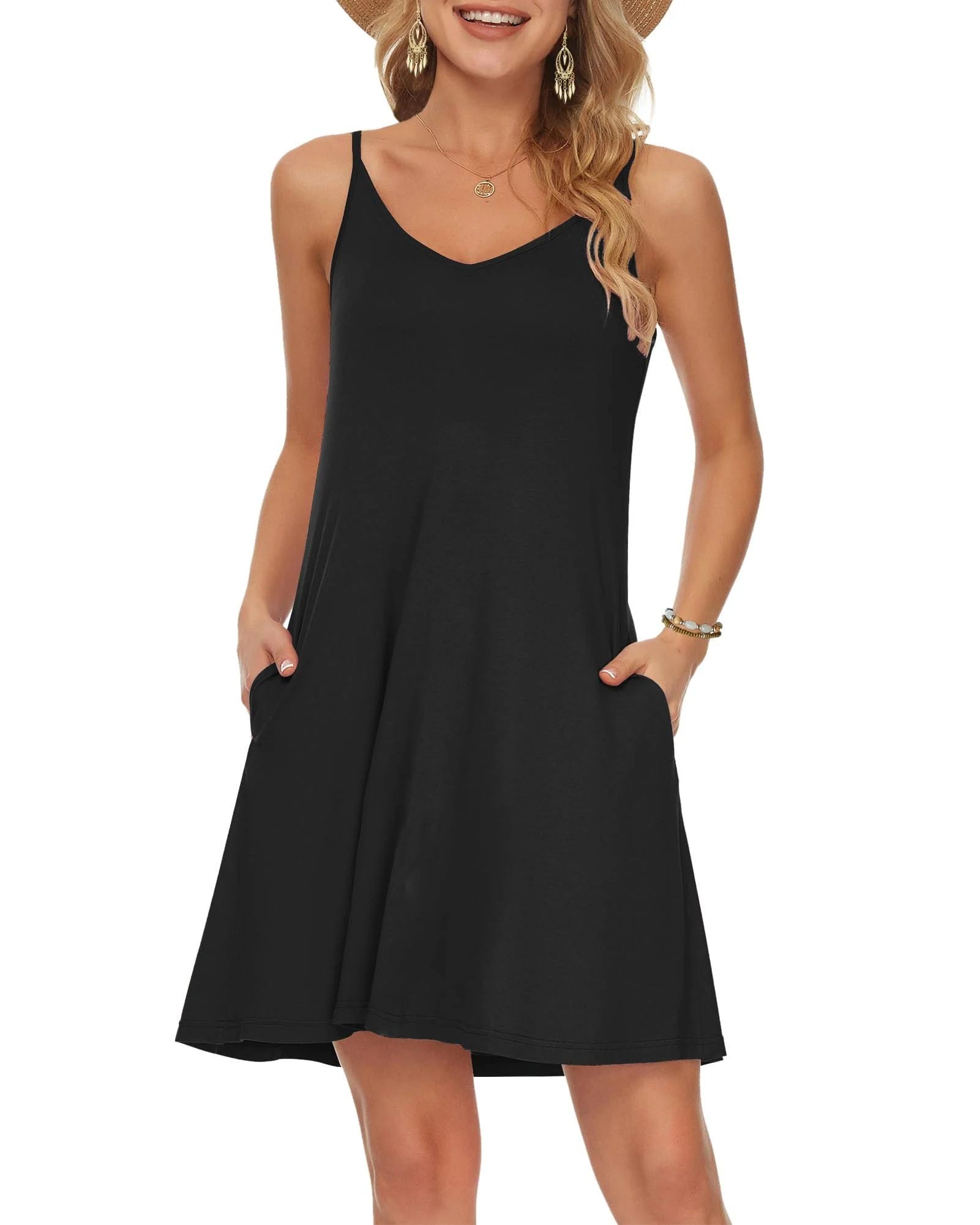 Stylish, Lightweight Black Sleeveless Dress for Casual Occasions | Image