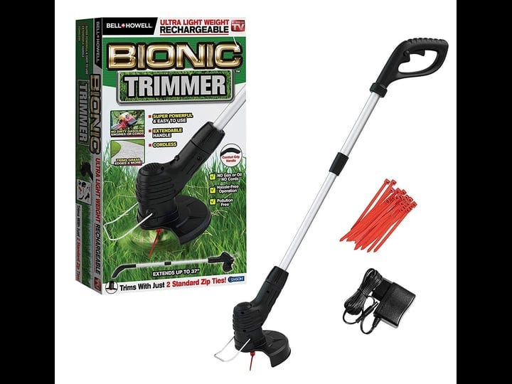 bell-howell-as-seen-on-tv-bionic-trimmer-rechargeable-cordless-grass-trimmer-black-1