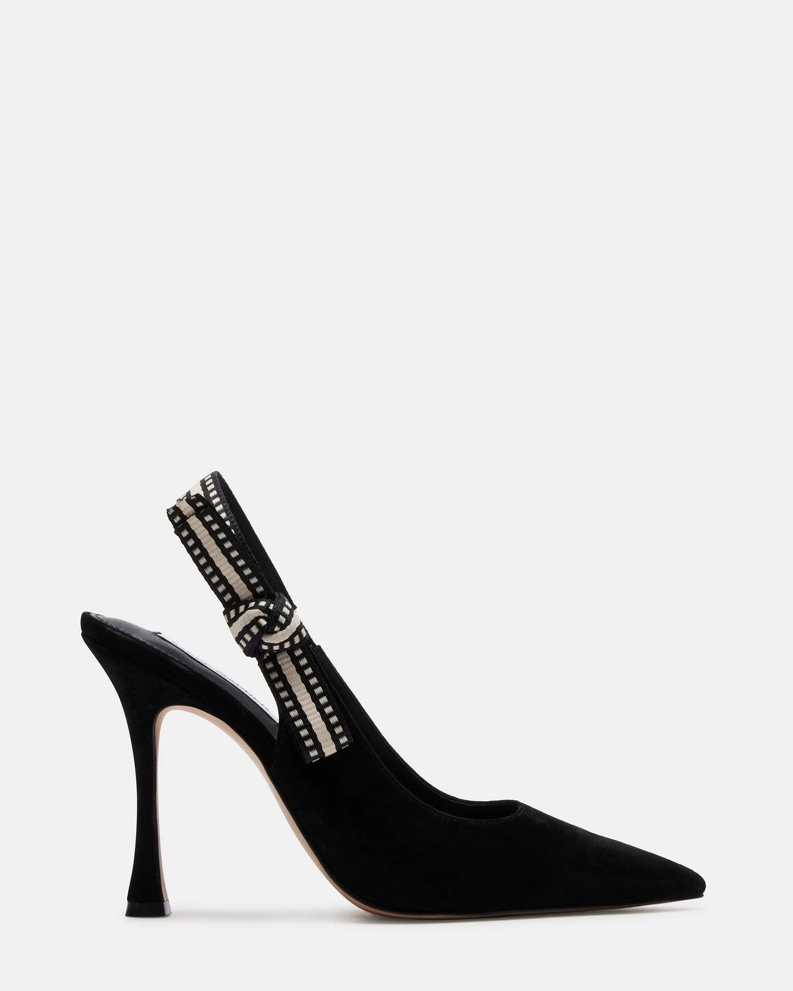 Stylish Black Slingback Pumps with Pointed Toe and 4-Inch Heel | Image