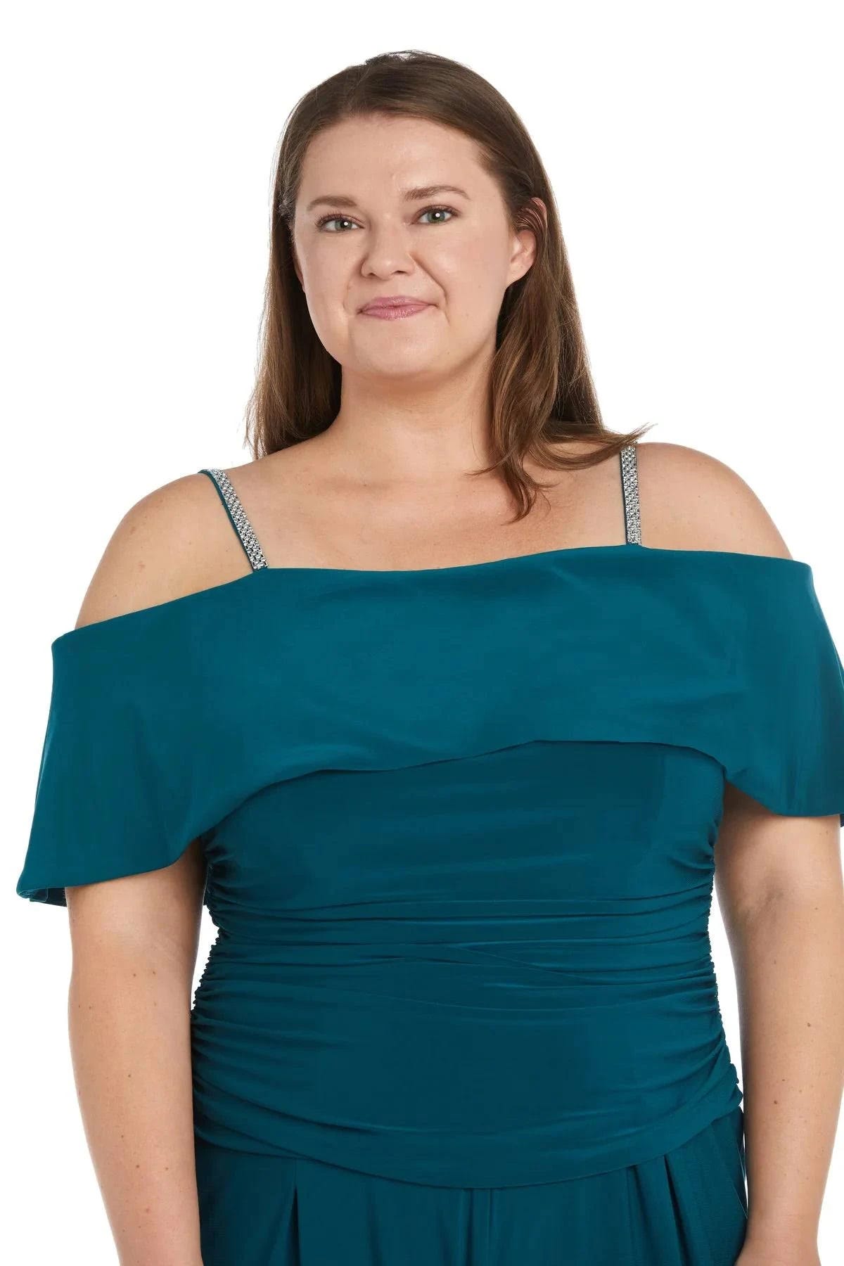 Elegant Off-Shoulder Plus Size Emerald Green Jumpsuit | Image