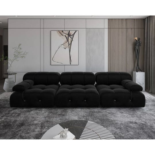 black-modular-sectional-sofa-velvet-upholstered-sofa-3-seats-1