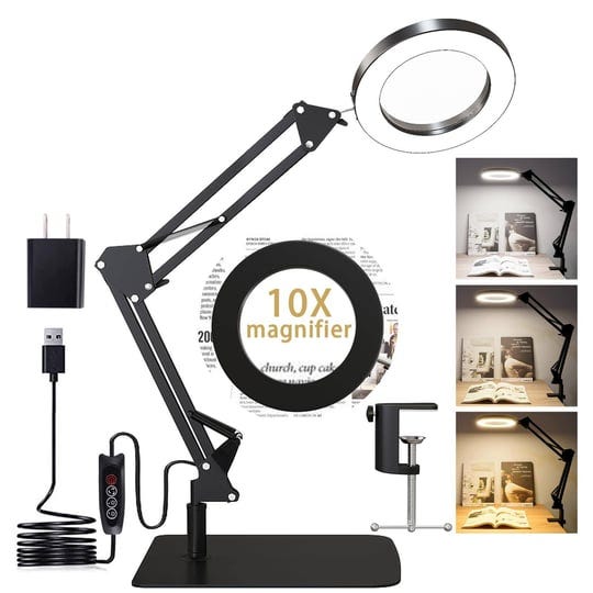 ztree-10x-magnifying-glass-with-light-and-stand-real-glass-2-in-1-desk-lamp-clamp-craft-light-lamp-w-1