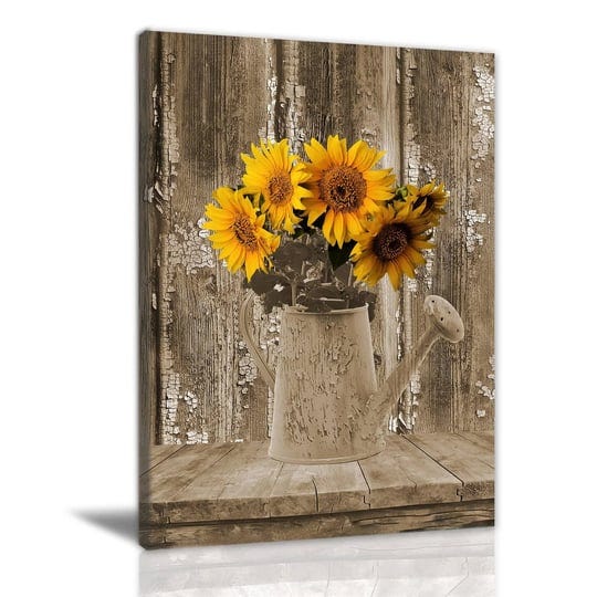 rustic-sunflower-canvas-wall-art-vase-floral-artwork-pictures-poster-canvas-painting-sunflowers-vint-1