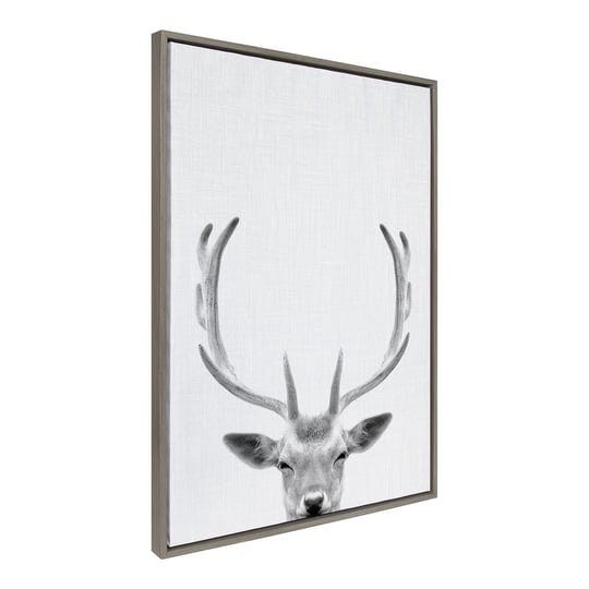 kate-and-laurel-sylvie-deer-portrait-framed-canvas-by-simon-te-tai-28x38-plastic-grey-1