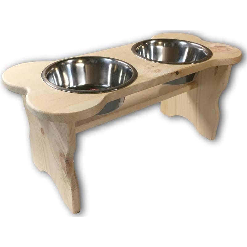 Good Wood Rustic Pine Wood Dog Bowl Stand | Image