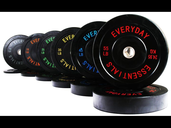 everyday-essentials-color-coded-olympic-bumper-plate-weight-plate-w-steel-hub-370-lbs-size-set-370-l-1