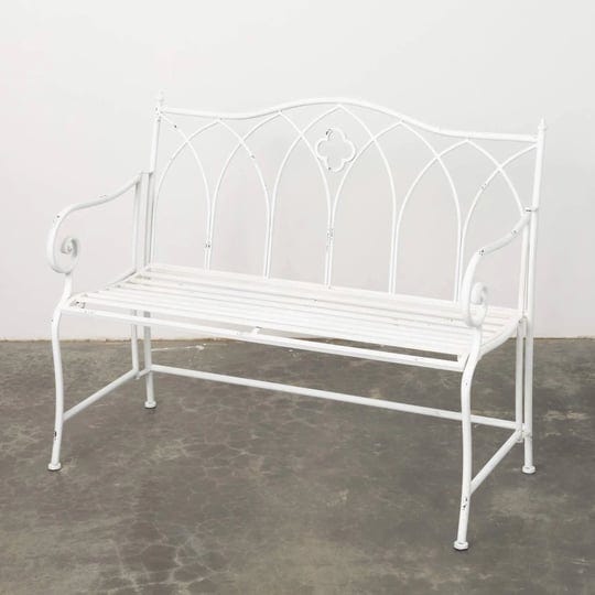 sullivans-crisp-white-metal-garden-bench-1