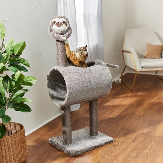frisco-animal-series-cat-tunnel-with-scratching-post-sloth-1