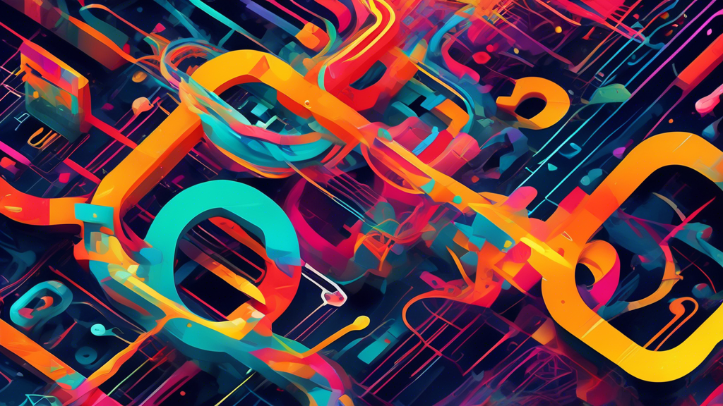 An abstract representation of the debunking of 26 common SEO myths, with threads of code unraveling and revealing the truth beneath. The image should be visually compelling and convey the idea of uncovering hidden knowledge. Use vibrant colors and dynamic shapes to create a sense of intrigue and mystery.