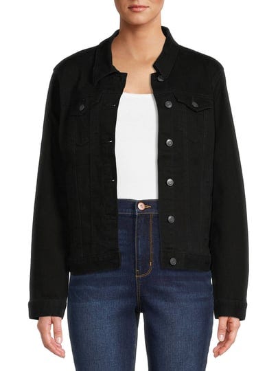 time-and-tru-womens-denim-jacket-size-medium-black-1