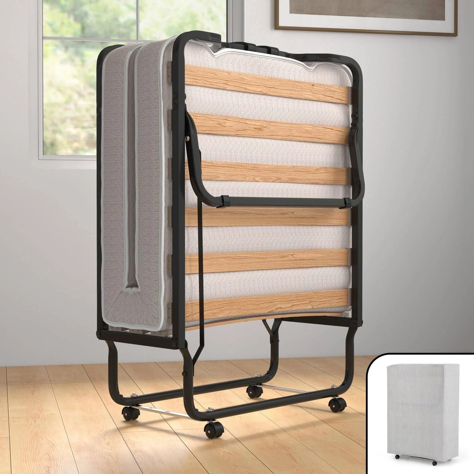 Foldable Guest Bed with Memory Foam Mattress for Small Spaces | Image