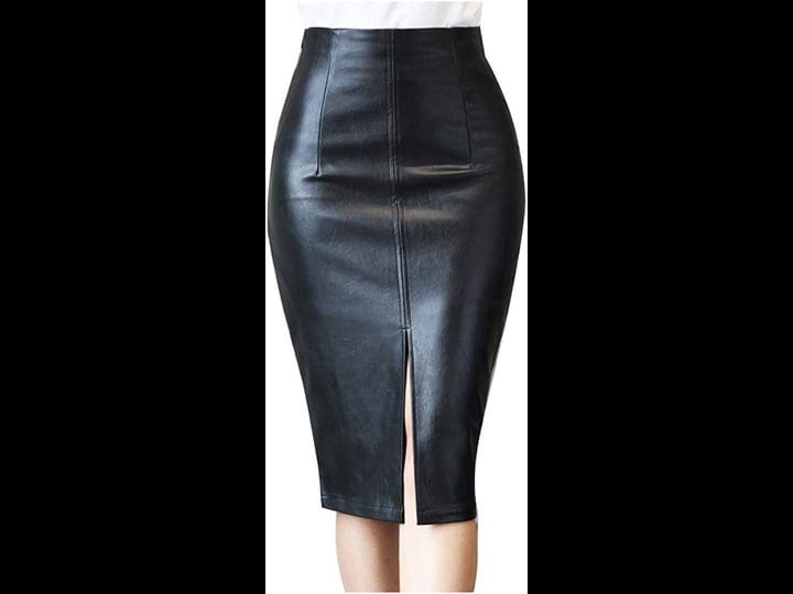 ramisu-faux-leather-pencil-skirt-high-waist-split-ladys-half-body-midi-hip-skirt-1