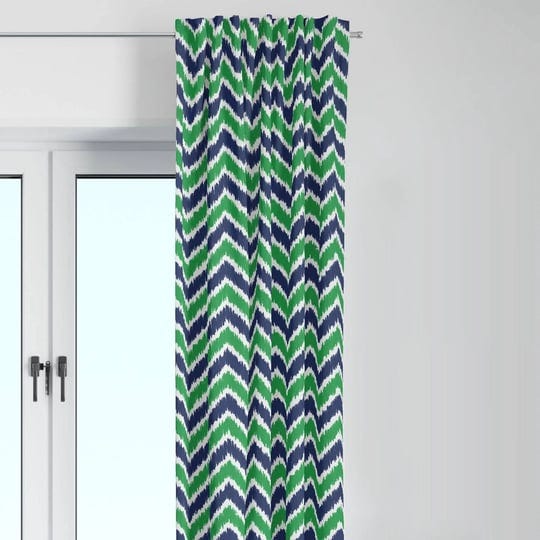 bacati-mix-n-match-navy-green-chevron-ikat-curtain-panel-1