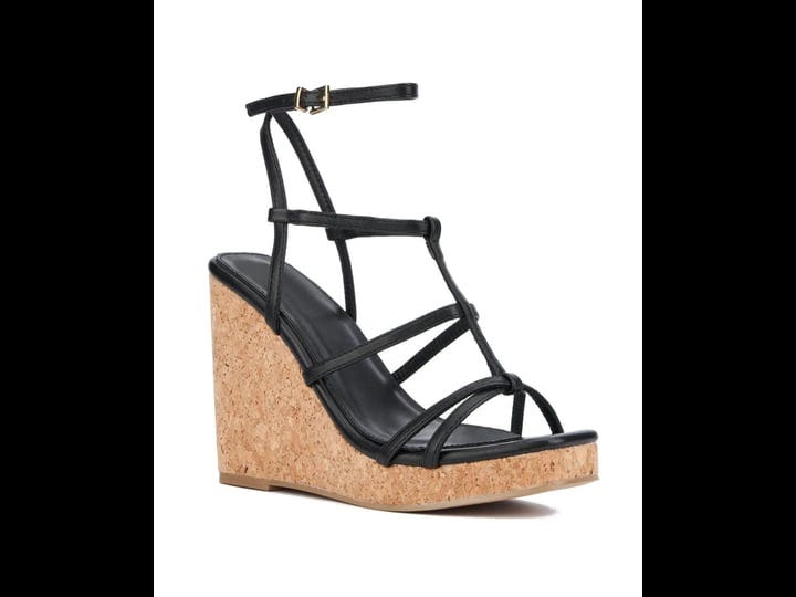 womens-new-york-and-company-abla-cork-wedge-sandals-in-black-size-11